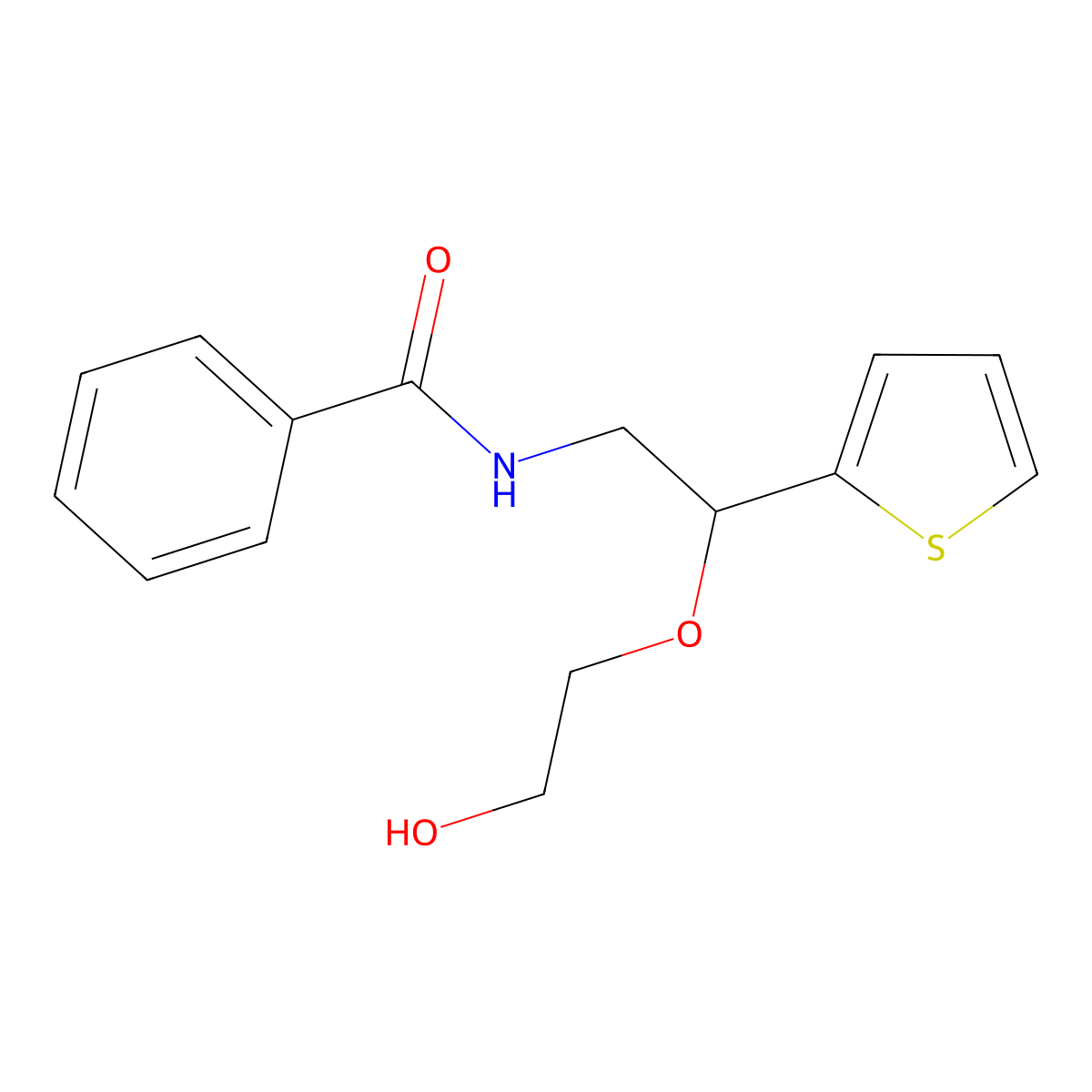 N-[2-(2-hydroxyethoxy)-2-(thiophen-2-yl)ethyl]benzamide molecular structure, CAS 2034614-32-7
