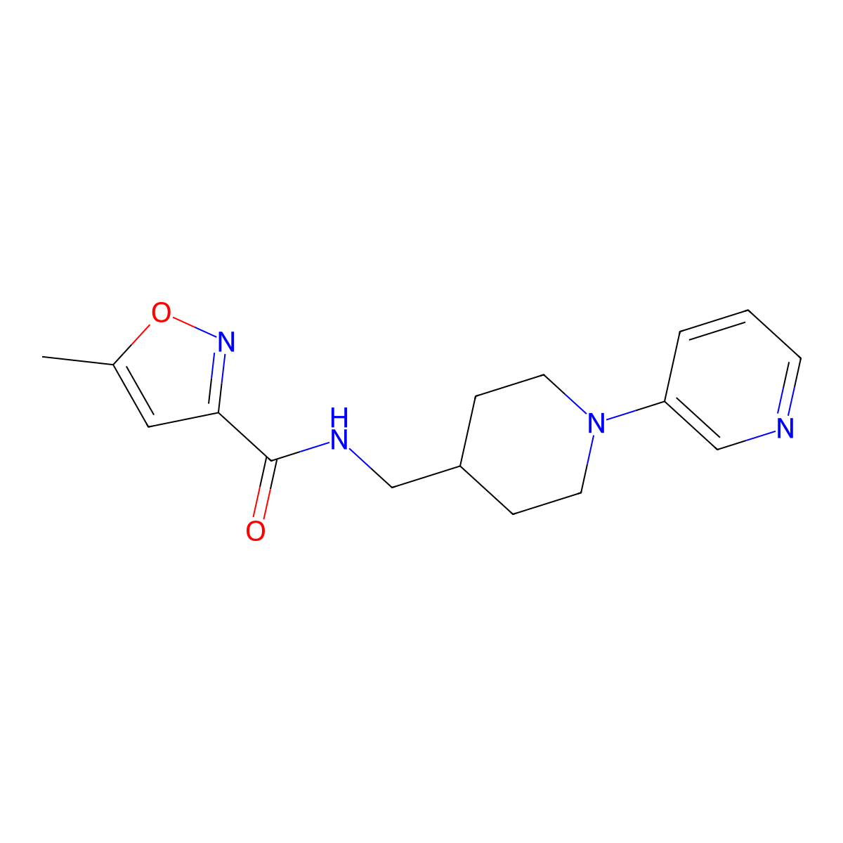 5-methyl-N-((1-(pyridin-3-yl)piperidin-4-yl)methyl)isoxazole-3-carboxamide molecular structure, CAS 2034614-33-8