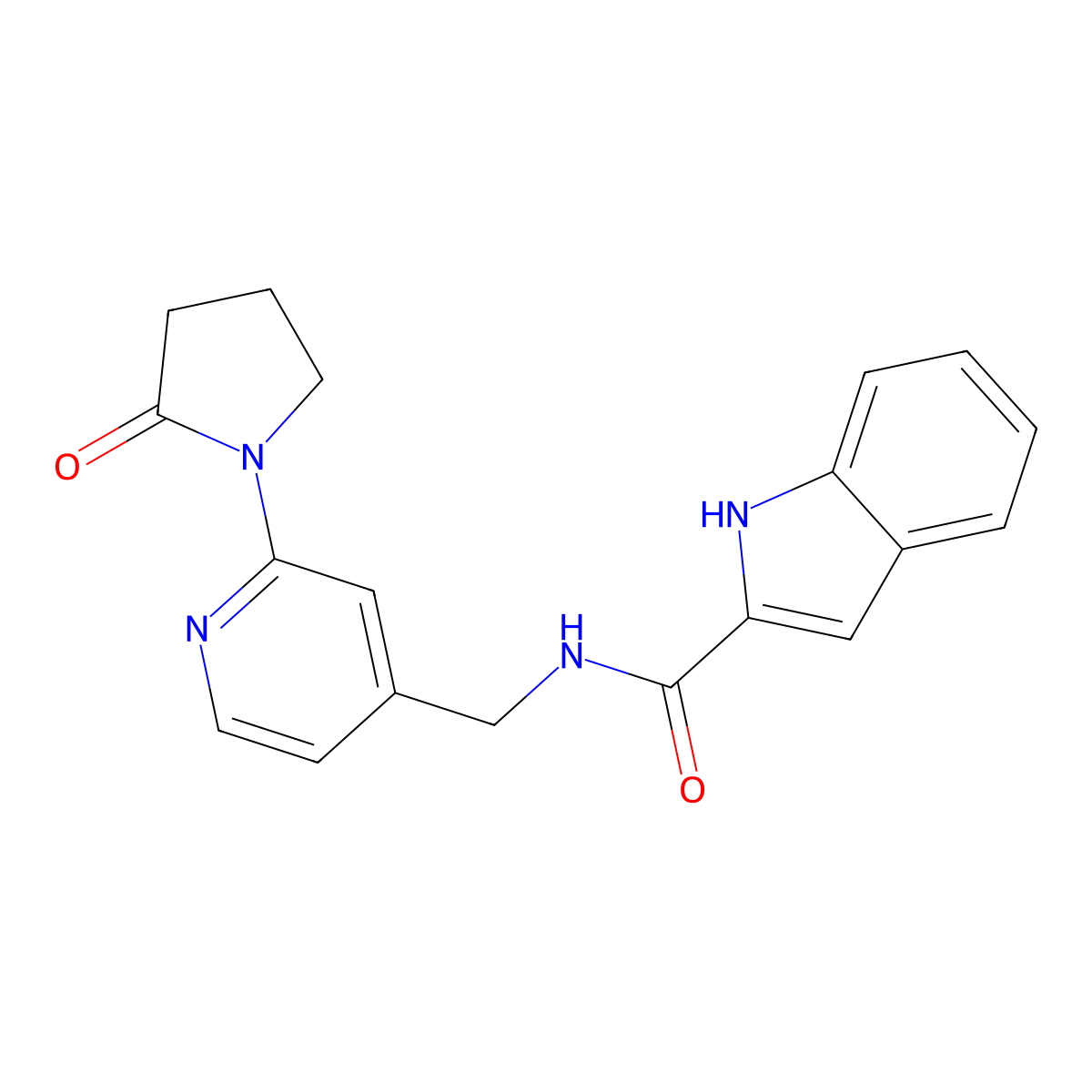 N-{[2-(2-oxopyrrolidin-1-yl)pyridin-4-yl]methyl}-1H-indole-2-carboxamide molecular structure, CAS 2034614-35-0