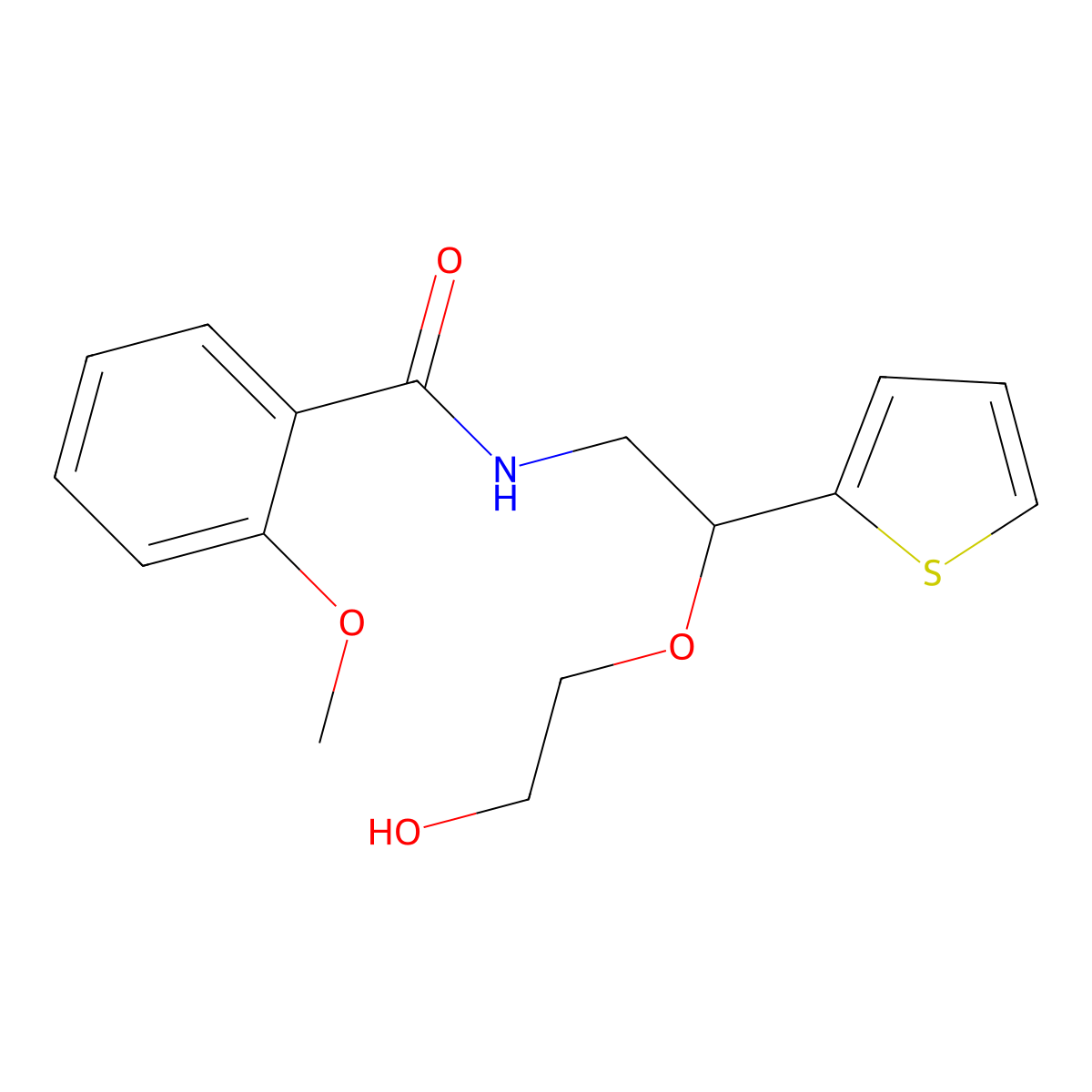 N-(2-(2-hydroxyethoxy)-2-(thiophen-2-yl)ethyl)-2-methoxybenzamide molecular structure, CAS 2034614-50-9
