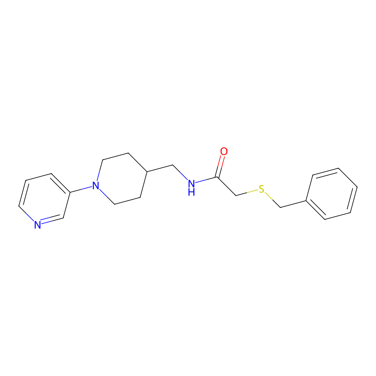 2-(benzylthio)-N-((1-(pyridin-3-yl)piperidin-4-yl)methyl)acetamide molecular structure, CAS 2034614-52-1
