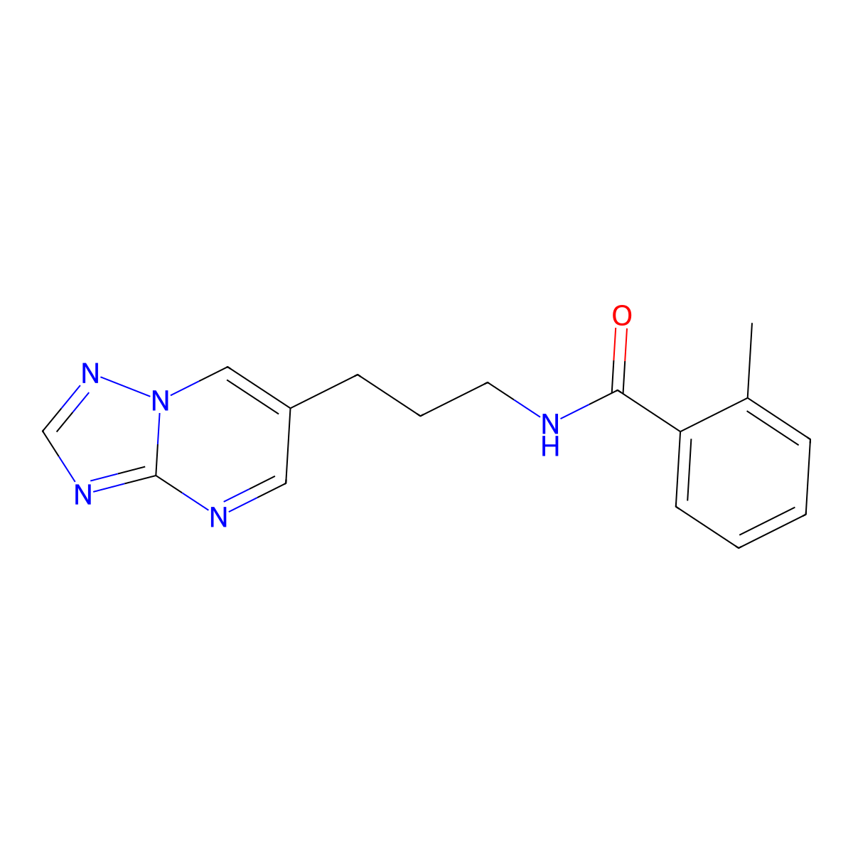 N-(3-([1,2,4]triazolo[1,5-a]pyrimidin-6-yl)propyl)-2-methylbenzamide molecular structure, CAS 2034614-53-2