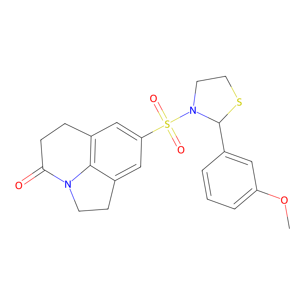 8-((2-(3-methoxyphenyl)thiazolidin-3-yl)sulfonyl)-5,6-dihydro-1H-pyrrolo[3,2,1-ij]quinolin-4(2H)-one molecular structure, CAS 2034614-58-7