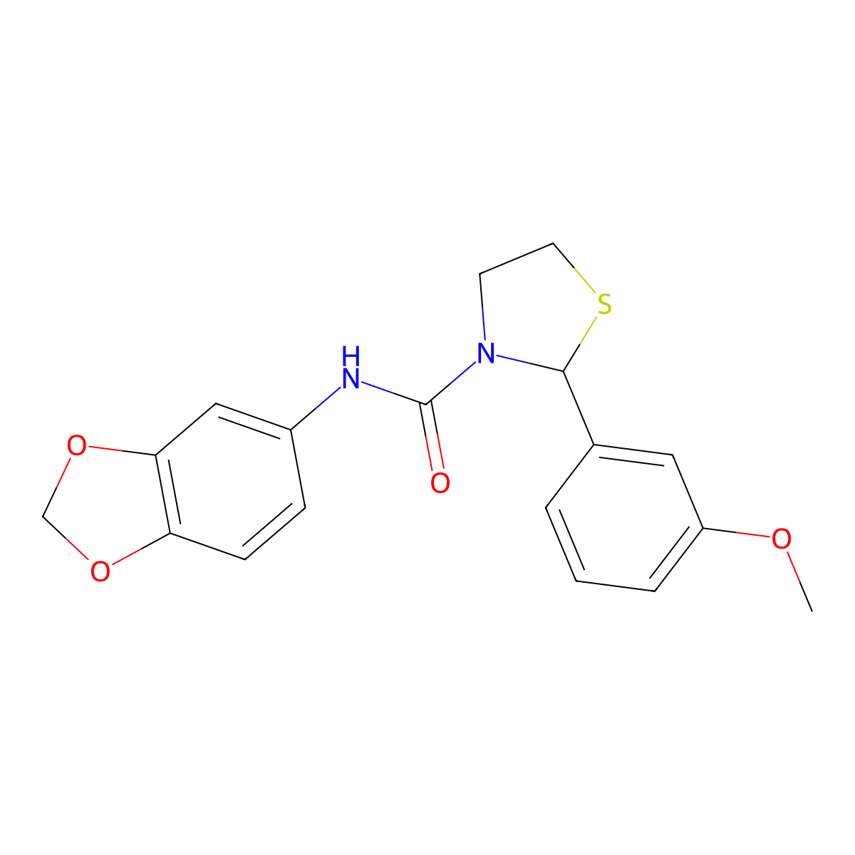 N-(benzo[d][1,3]dioxol-5-yl)-2-(3-methoxyphenyl)thiazolidine-3-carboxamide molecular structure, CAS 2034614-63-4