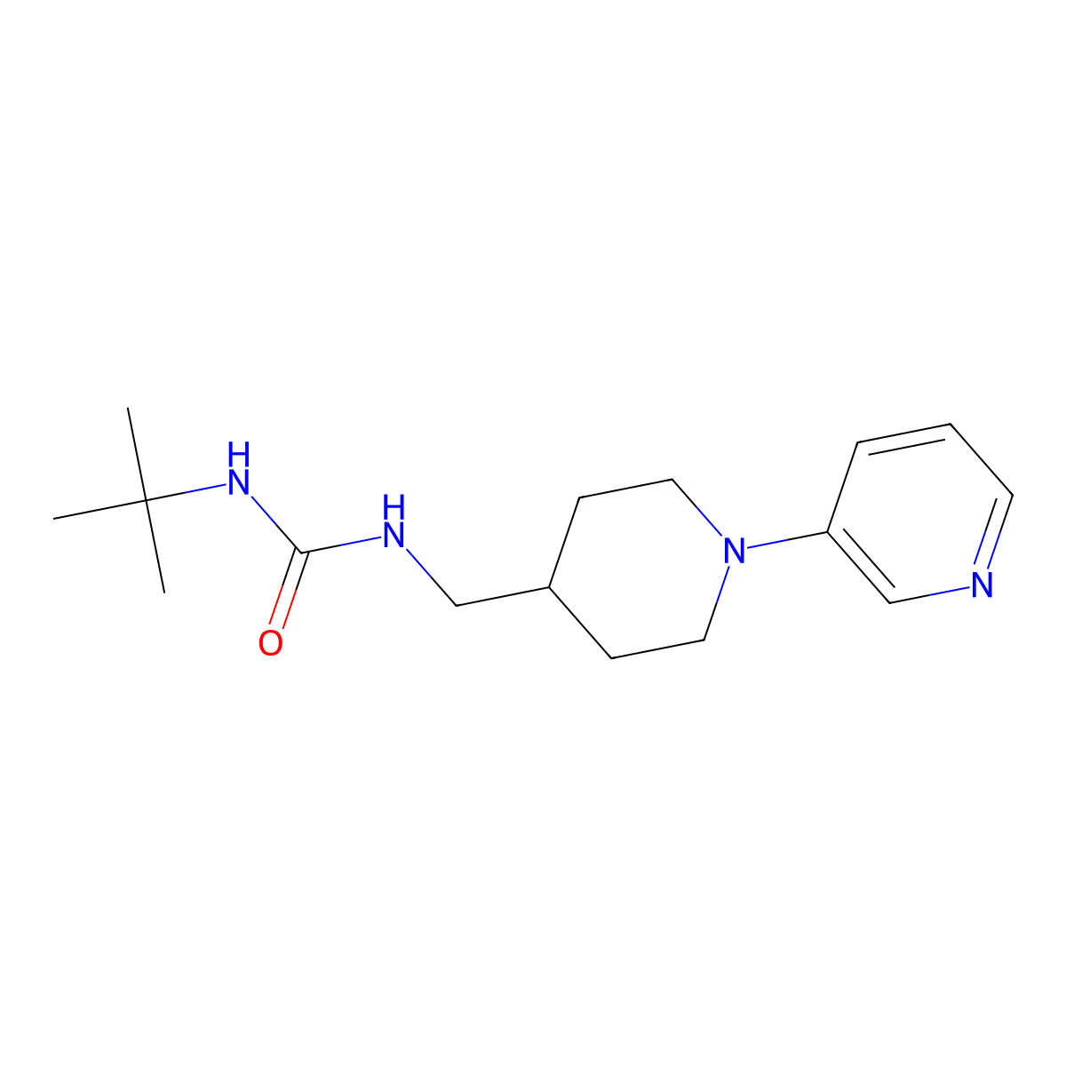 1-(Tert-butyl)-3-((1-(pyridin-3-yl)piperidin-4-yl)methyl)urea molecular structure, CAS 2034614-65-6