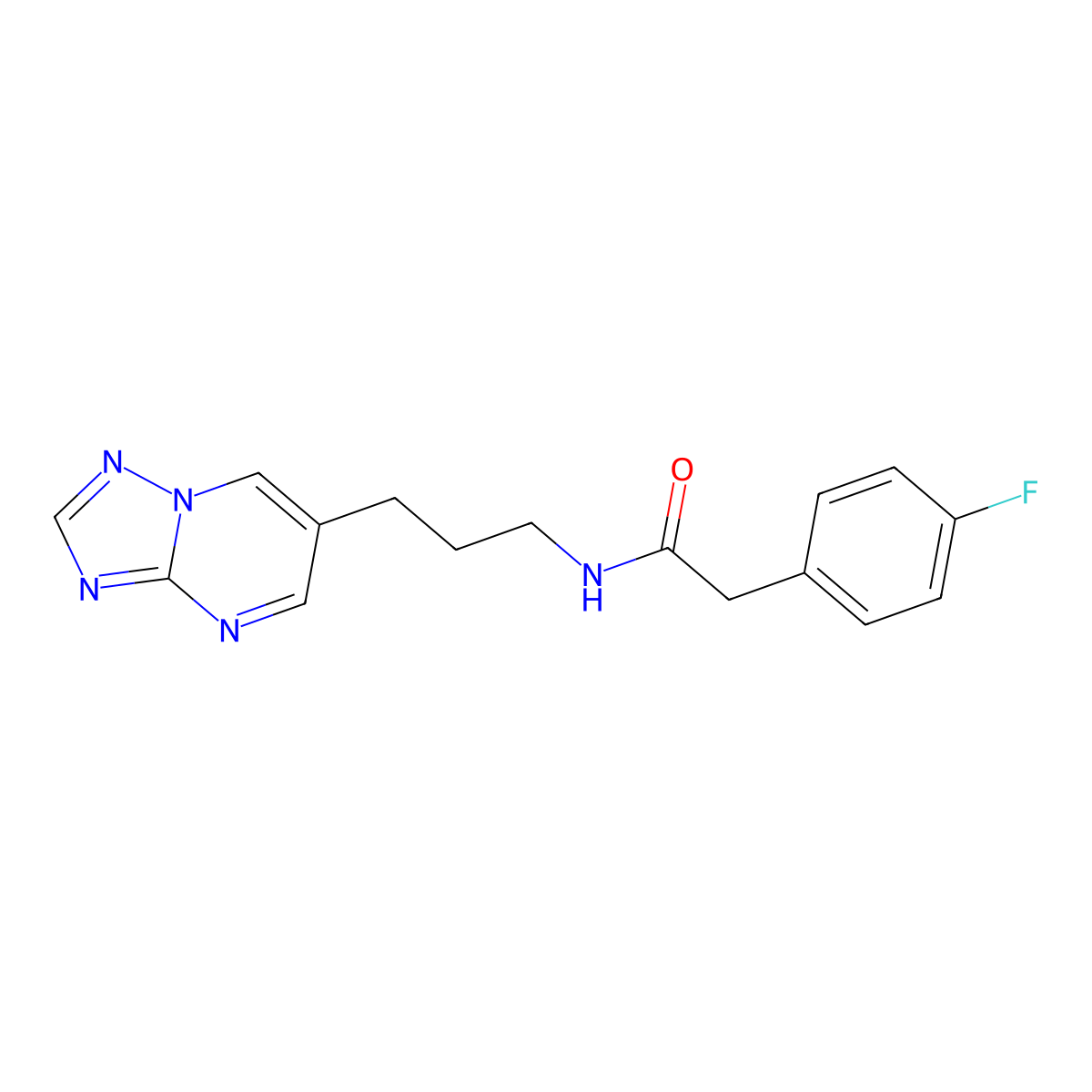N-(3-([1,2,4]triazolo[1,5-a]pyrimidin-6-yl)propyl)-2-(4-fluorophenyl)acetamide molecular structure, CAS 2034614-68-9