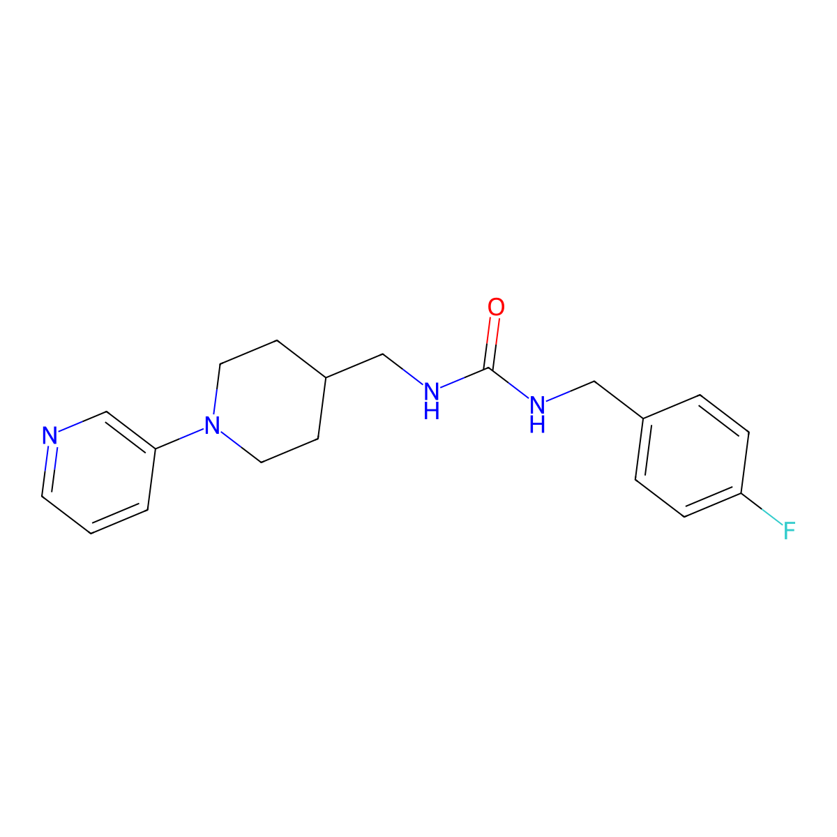 1-(4-Fluorobenzyl)-3-((1-(pyridin-3-yl)piperidin-4-yl)methyl)urea molecular structure, CAS 2034614-71-4