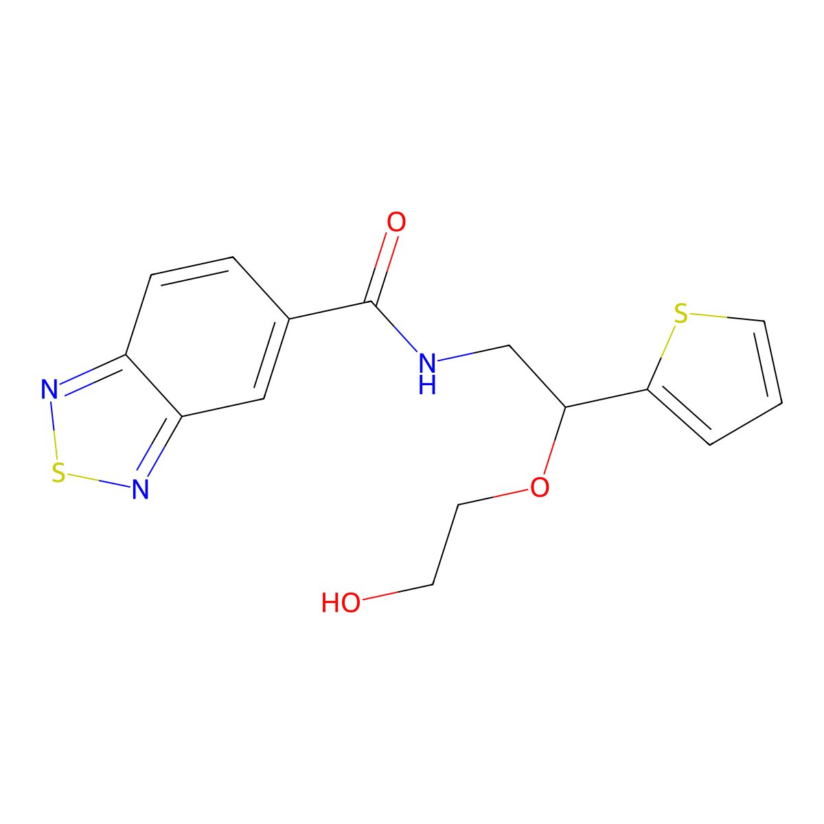 N-(2-(2-hydroxyethoxy)-2-(thiophen-2-yl)ethyl)benzo[c][1,2,5]thiadiazole-5-carboxamide molecular structure, CAS 2034614-75-8