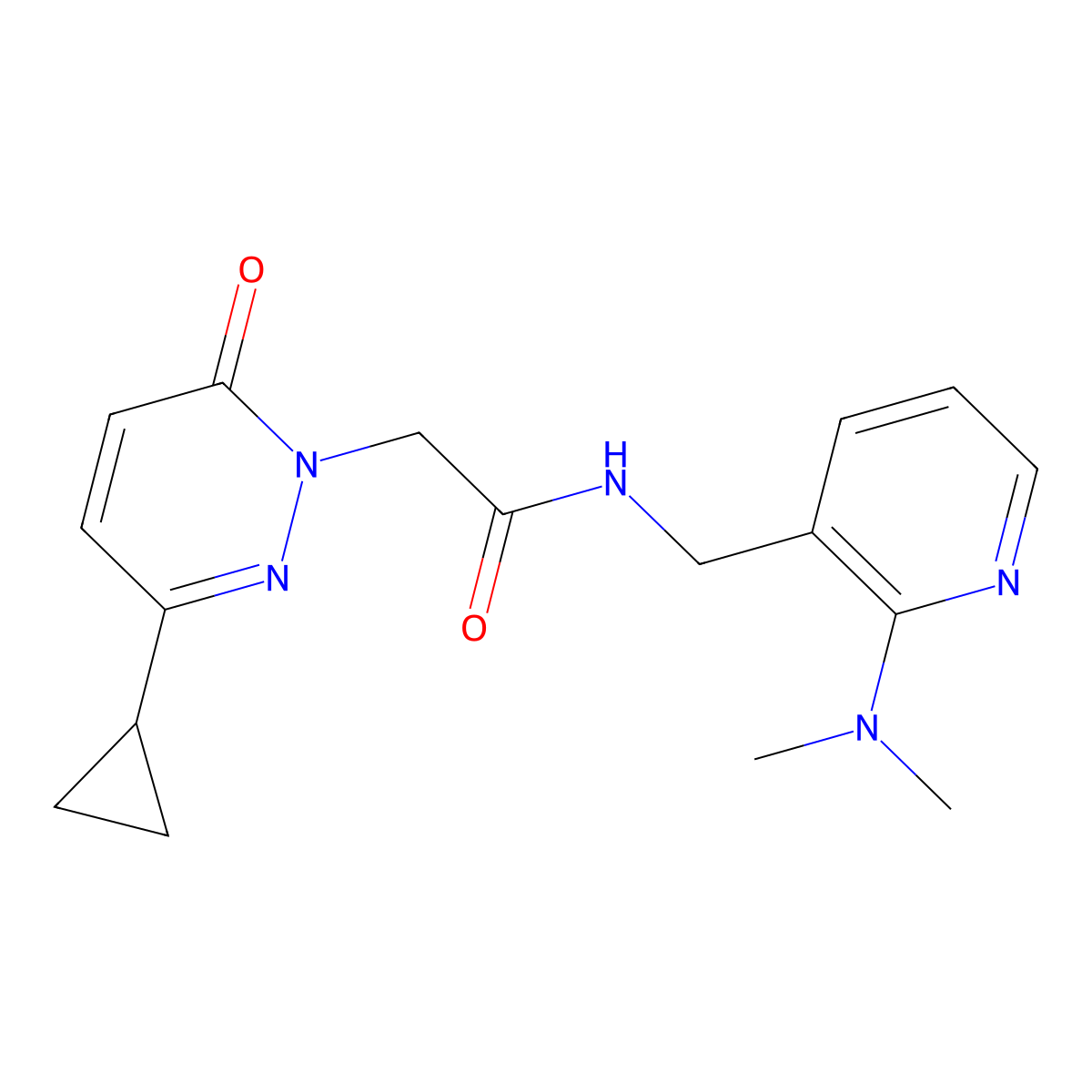 2-(3-cyclopropyl-6-oxopyridazin-1(6H)-yl)-N-((2-(dimethylamino)pyridin-3-yl)methyl)acetamide molecular structure, CAS 2034614-79-2