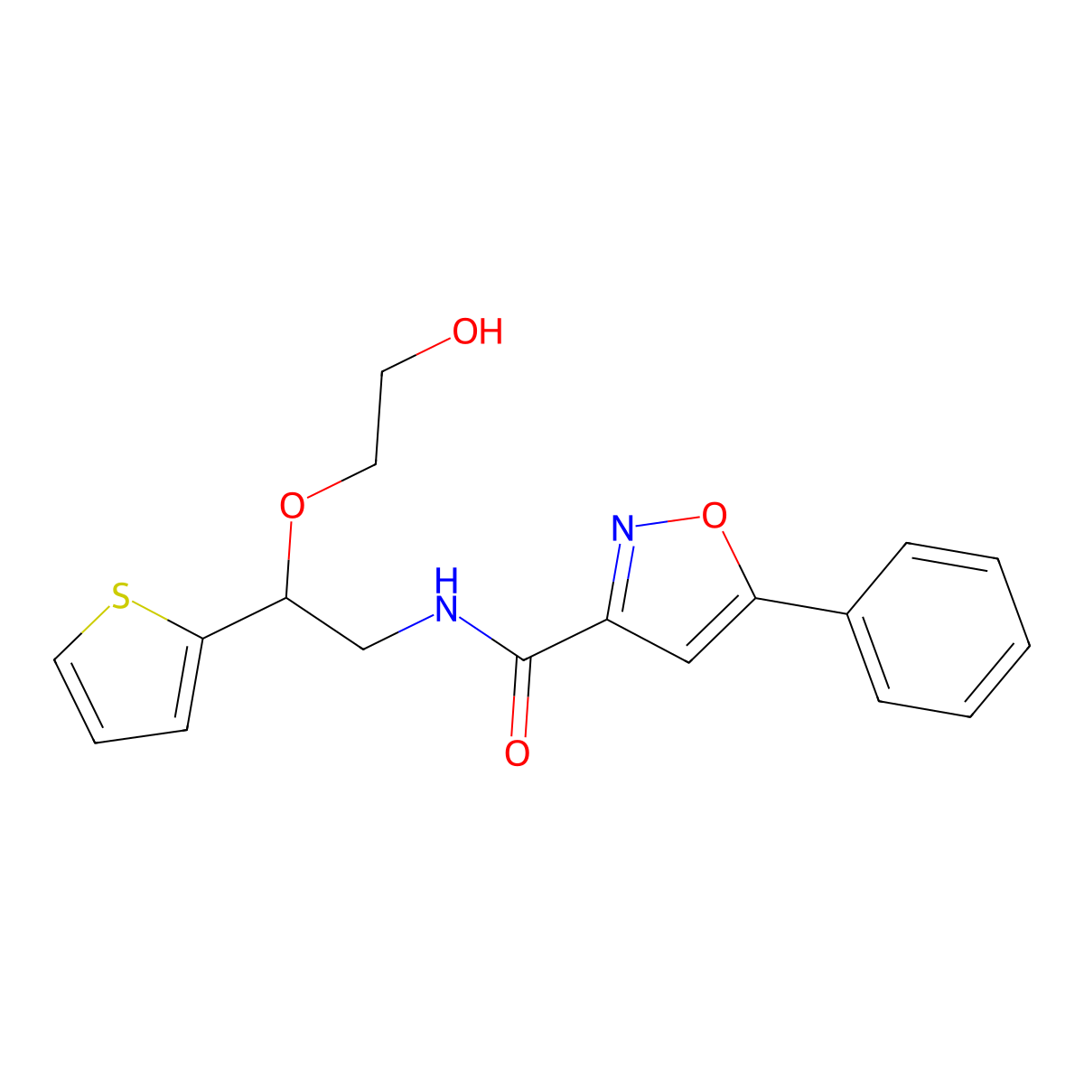 N-(2-(2-hydroxyethoxy)-2-(thiophen-2-yl)ethyl)-5-phenylisoxazole-3-carboxamide molecular structure, CAS 2034614-81-6