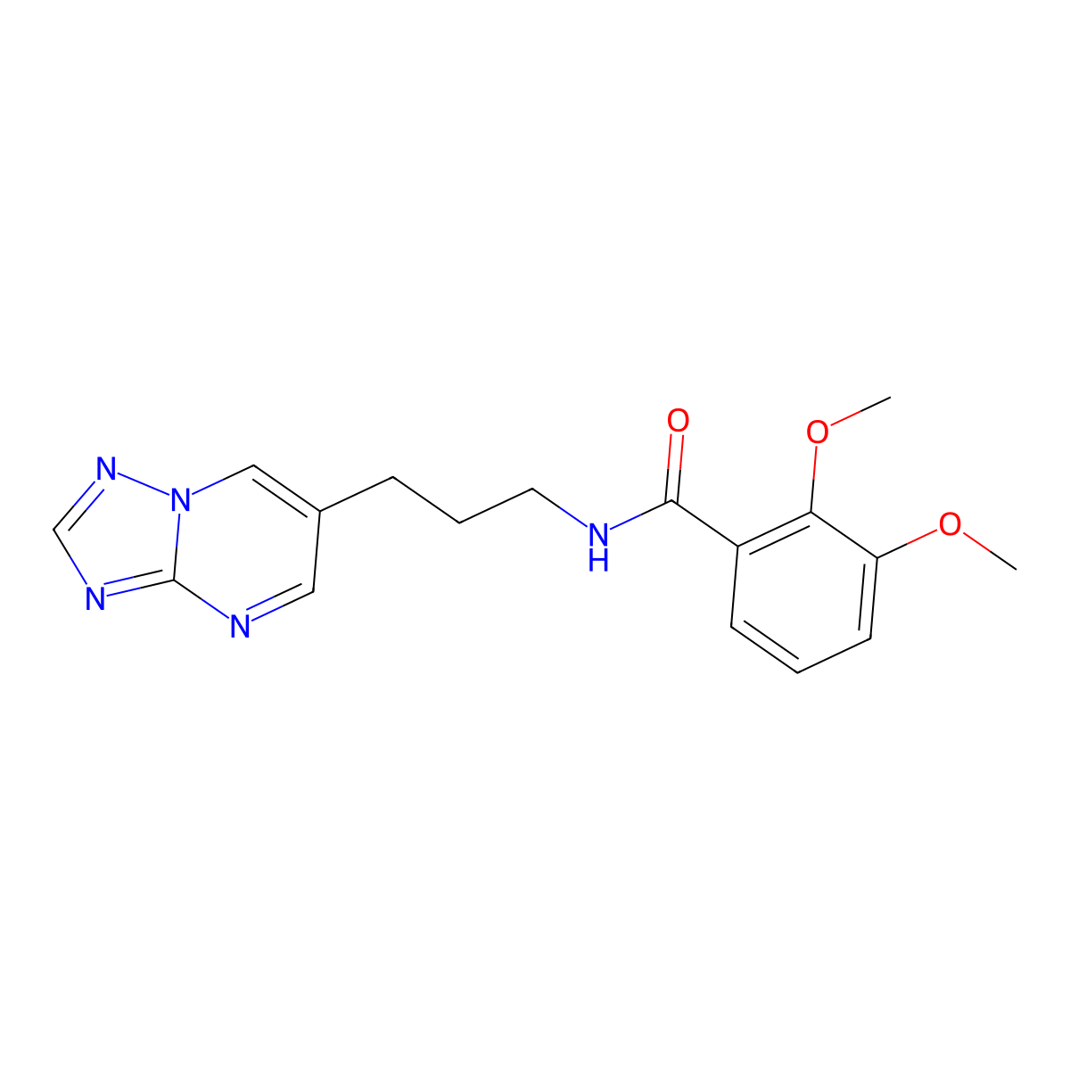 N-(3-([1,2,4]triazolo[1,5-a]pyrimidin-6-yl)propyl)-2,3-dimethoxybenzamide molecular structure, CAS 2034614-82-7