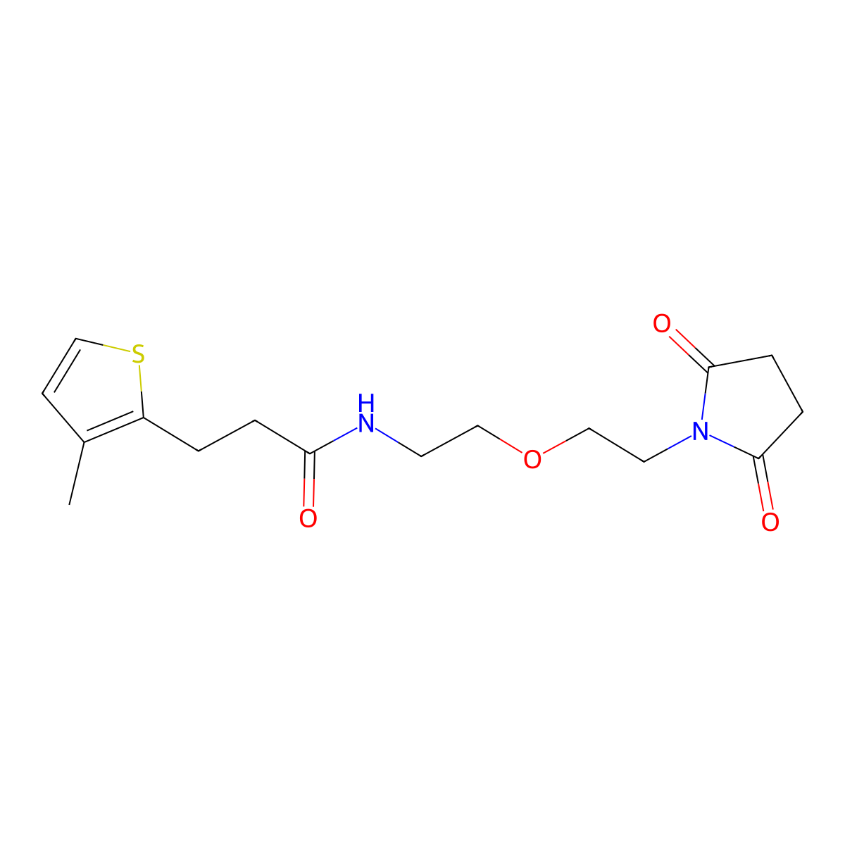 N-(2-(2-(2,5-dioxopyrrolidin-1-yl)ethoxy)ethyl)-3-(3-methylthiophen-2-yl)propanamide molecular structure, CAS 2034614-90-7