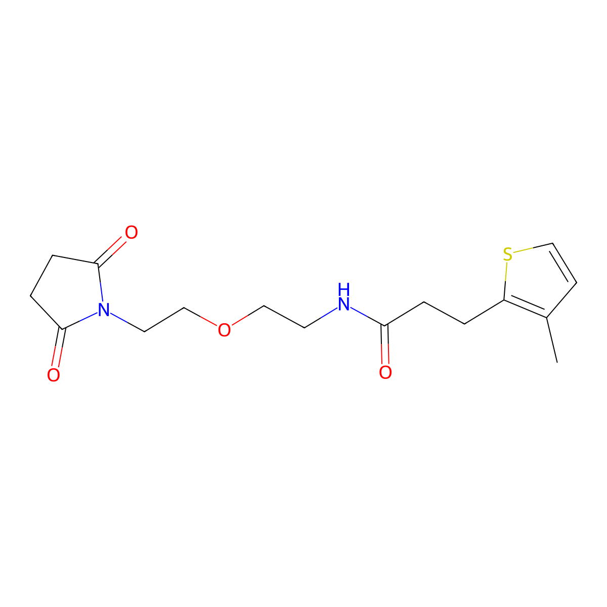 N-(2-(2-(2,5-dioxopyrrolidin-1-yl)ethoxy)ethyl)-3-(3-methylthiophen-2-yl)propanamide molecular structure, CAS 2034614-90-7
