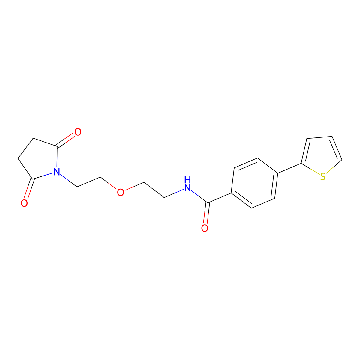 N-{2-[2-(2,5-dioxopyrrolidin-1-yl)ethoxy]ethyl}-4-(thiophen-2-yl)benzamide molecular structure, CAS 2034614-95-2