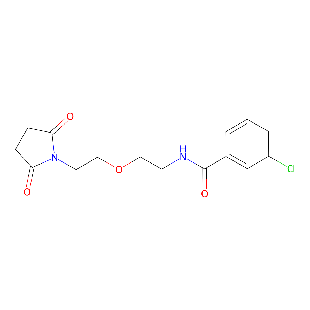 3-chloro-N-{2-[2-(2,5-dioxopyrrolidin-1-yl)ethoxy]ethyl}benzamide molecular structure, CAS 2034614-97-4