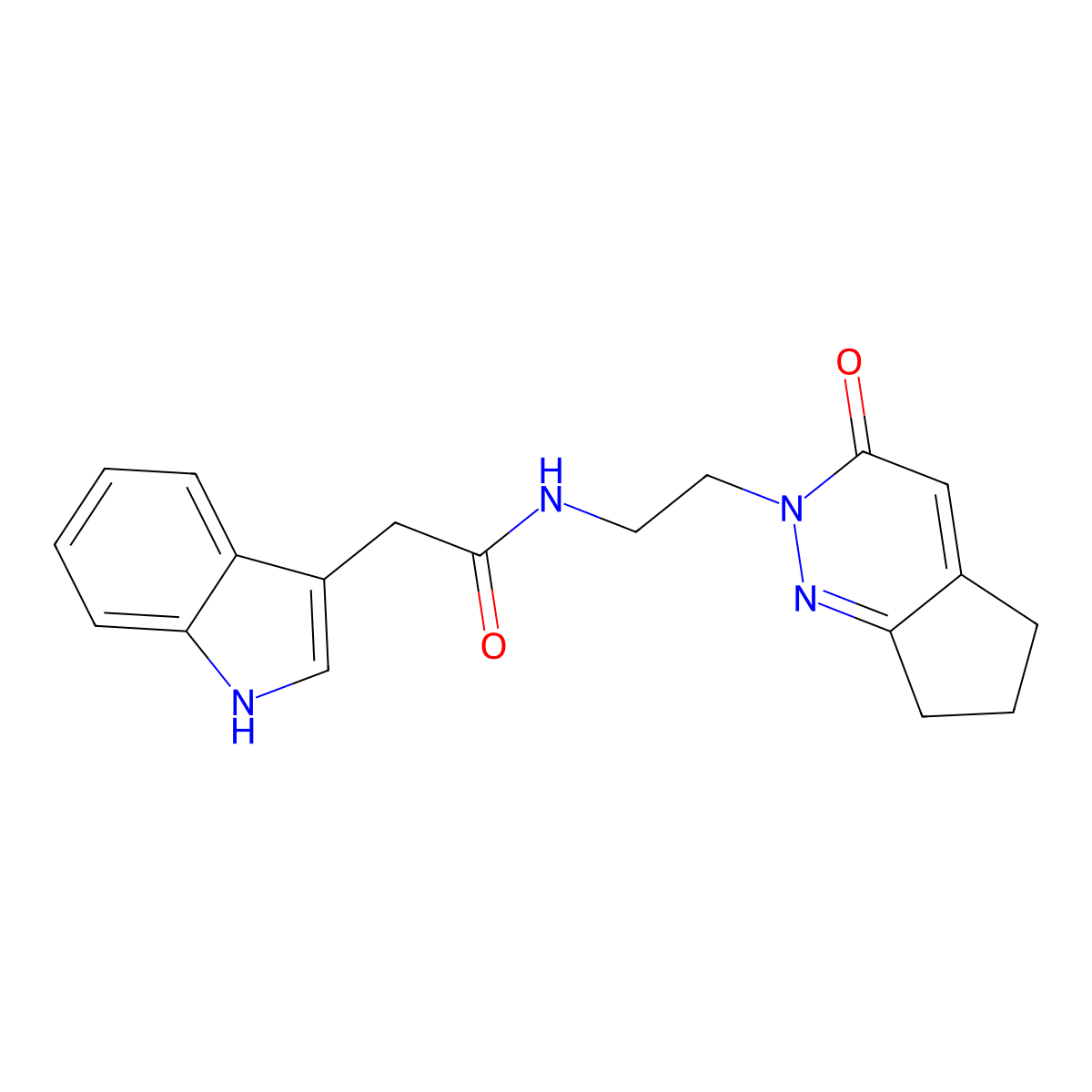 2-(1H-indol-3-yl)-N-(2-(3-oxo-3,5,6,7-tetrahydro-2H-cyclopenta[c]pyridazin-2-yl)ethyl)acetamide molecular structure, CAS 2034614-98-5