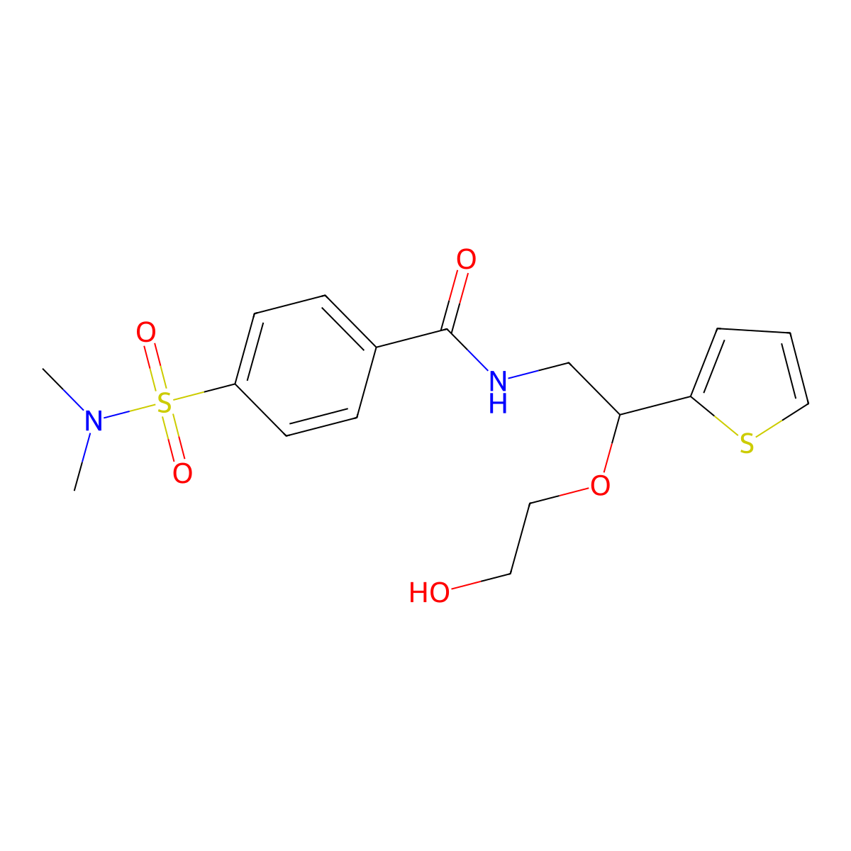 4-(N,N-dimethylsulfamoyl)-N-(2-(2-hydroxyethoxy)-2-(thiophen-2-yl)ethyl)benzamide molecular structure, CAS 2034615-01-3