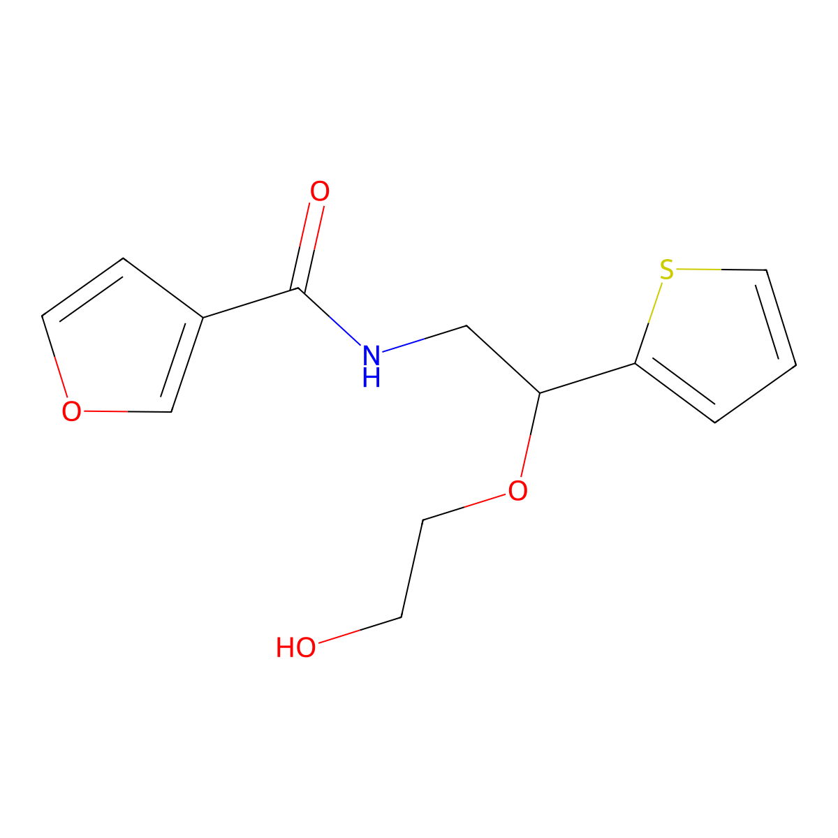 N-(2-(2-hydroxyethoxy)-2-(thiophen-2-yl)ethyl)furan-3-carboxamide molecular structure, CAS 2034615-08-0