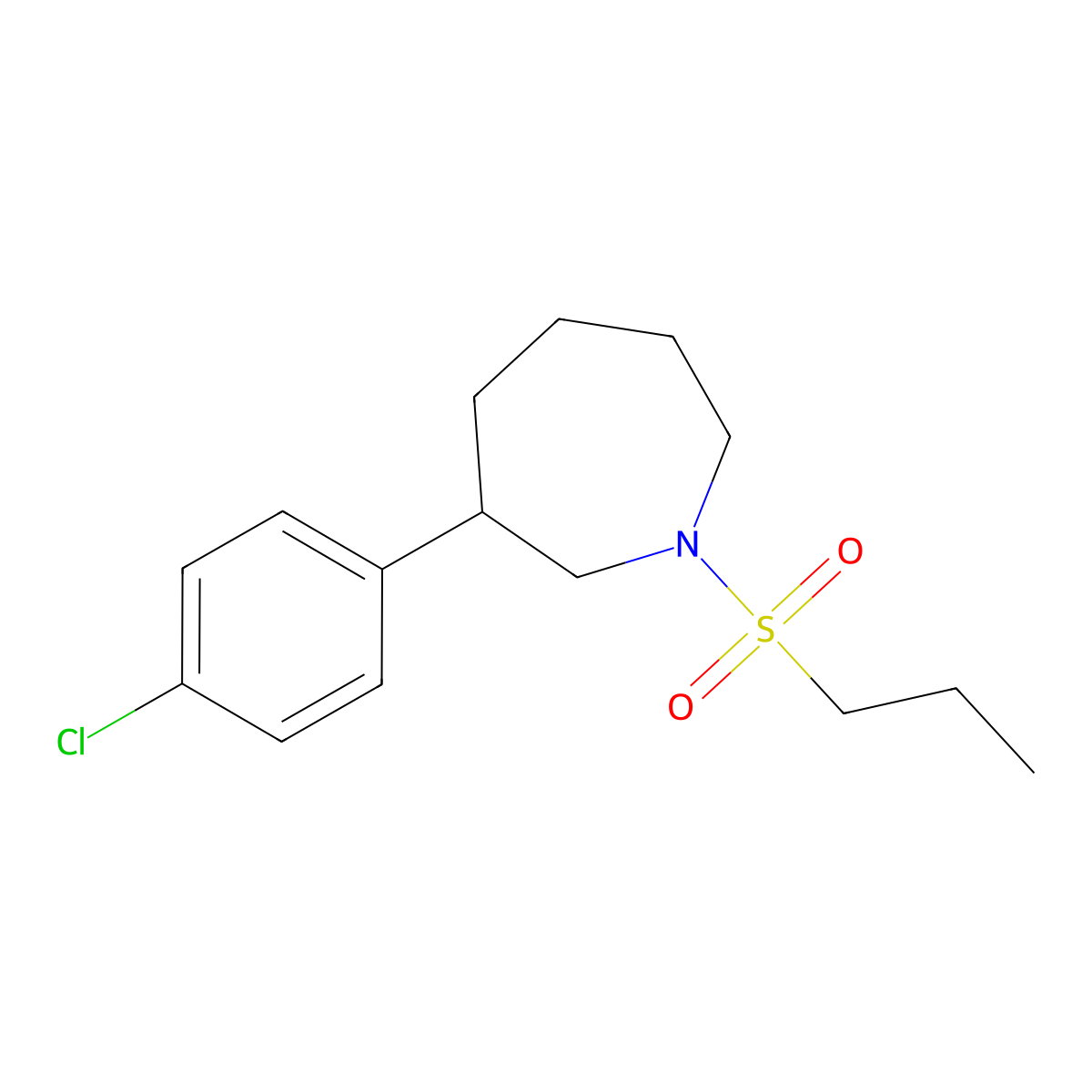 3-(4-Chlorophenyl)-1-(propylsulfonyl)azepane molecular structure, CAS 2034615-21-7