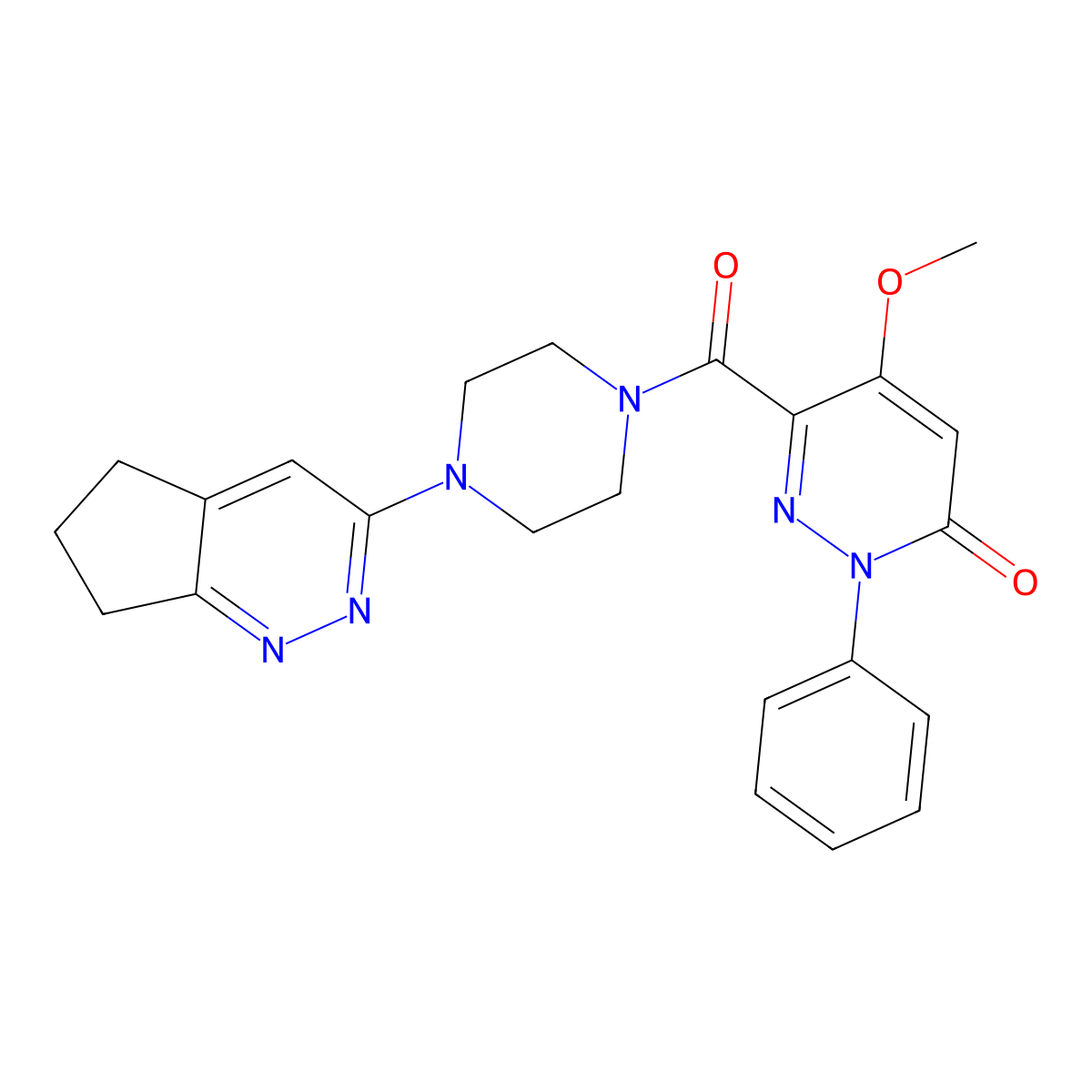 6-(4-(6,7-dihydro-5H-cyclopenta[c]pyridazin-3-yl)piperazine-1-carbonyl)-5-methoxy-2-phenylpyridazin-3(2H)-one molecular structure, CAS 2034615-24-0