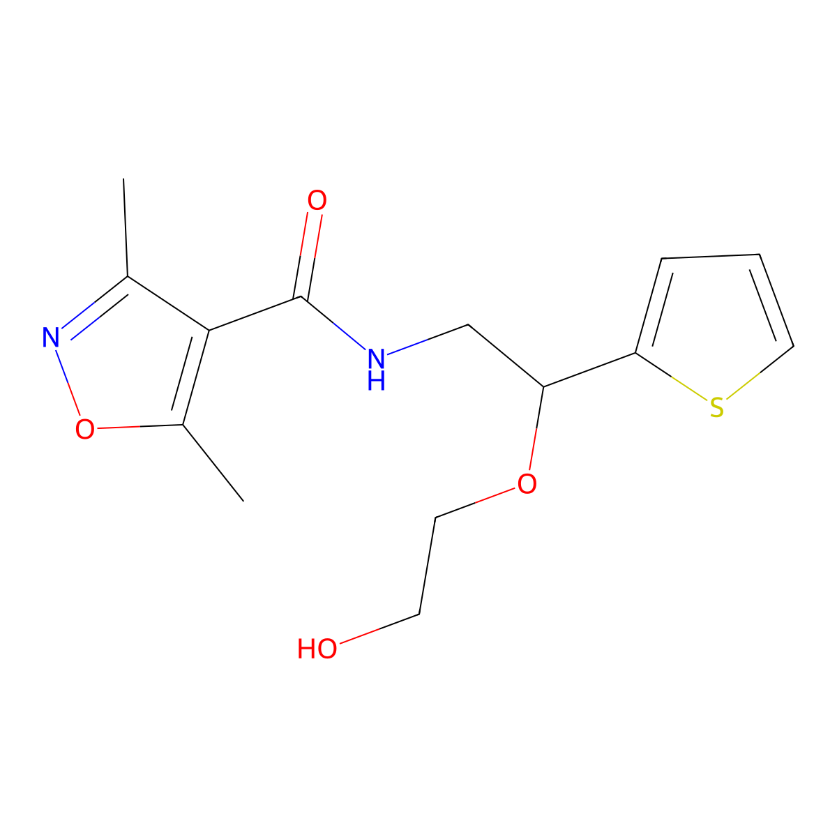 N-(2-(2-hydroxyethoxy)-2-(thiophen-2-yl)ethyl)-3,5-dimethylisoxazole-4-carboxamide molecular structure, CAS 2034615-28-4