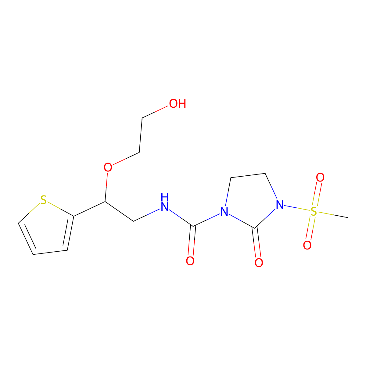 N-(2-(2-hydroxyethoxy)-2-(thiophen-2-yl)ethyl)-3-(methylsulfonyl)-2-oxoimidazolidine-1-carboxamide molecular structure, CAS 2034615-33-1