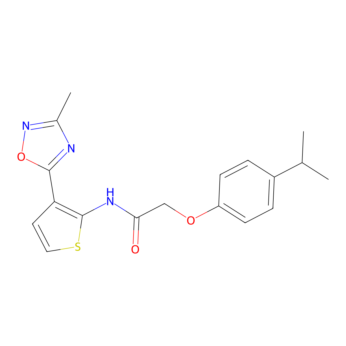 2-(4-isopropylphenoxy)-N-(3-(3-methyl-1,2,4-oxadiazol-5-yl)thiophen-2-yl)acetamide molecular structure, CAS 2034615-34-2