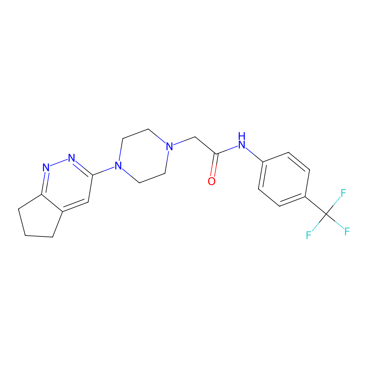 2-(4-(6,7-dihydro-5H-cyclopenta[c]pyridazin-3-yl)piperazin-1-yl)-N-(4-(trifluoromethyl)phenyl)acetamide molecular structure, CAS 2034615-35-3