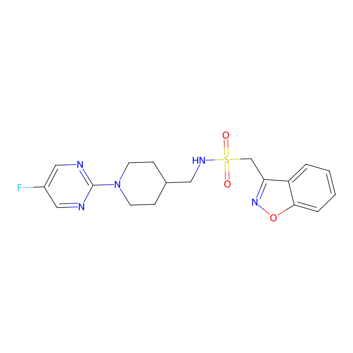1-(benzo[d]isoxazol-3-yl)-N-((1-(5-fluoropyrimidin-2-yl)piperidin-4-yl)methyl)methanesulfonamide molecular structure, CAS 2034615-36-4