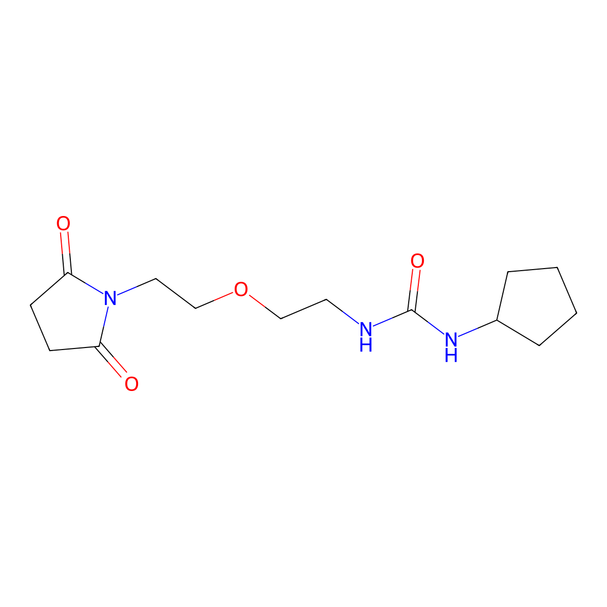 1-Cyclopentyl-3-(2-(2-(2,5-dioxopyrrolidin-1-yl)ethoxy)ethyl)urea molecular structure, CAS 2034615-41-1