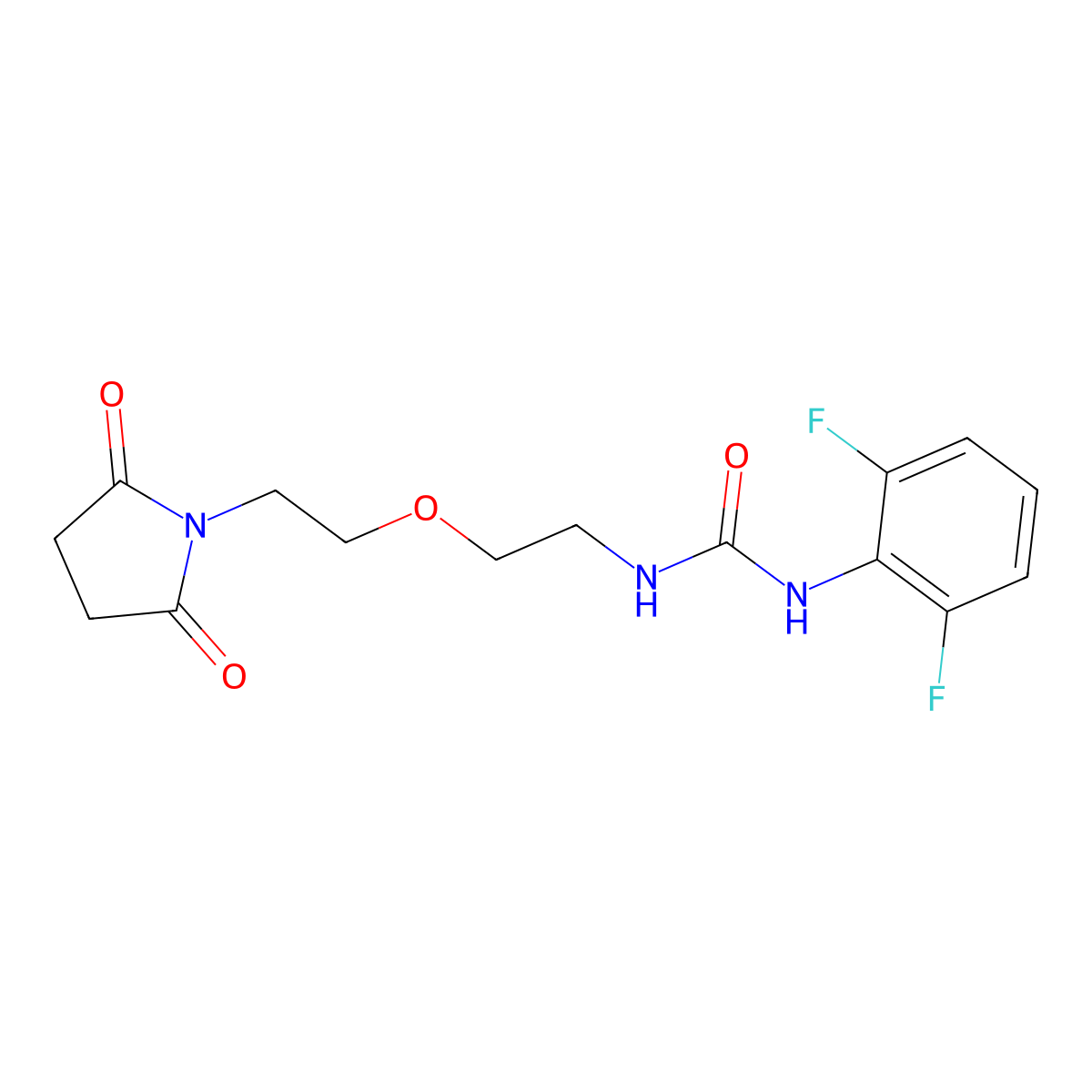 1-(2,6-Difluorophenyl)-3-{2-[2-(2,5-dioxopyrrolidin-1-yl)ethoxy]ethyl}urea molecular structure, CAS 2034615-44-4