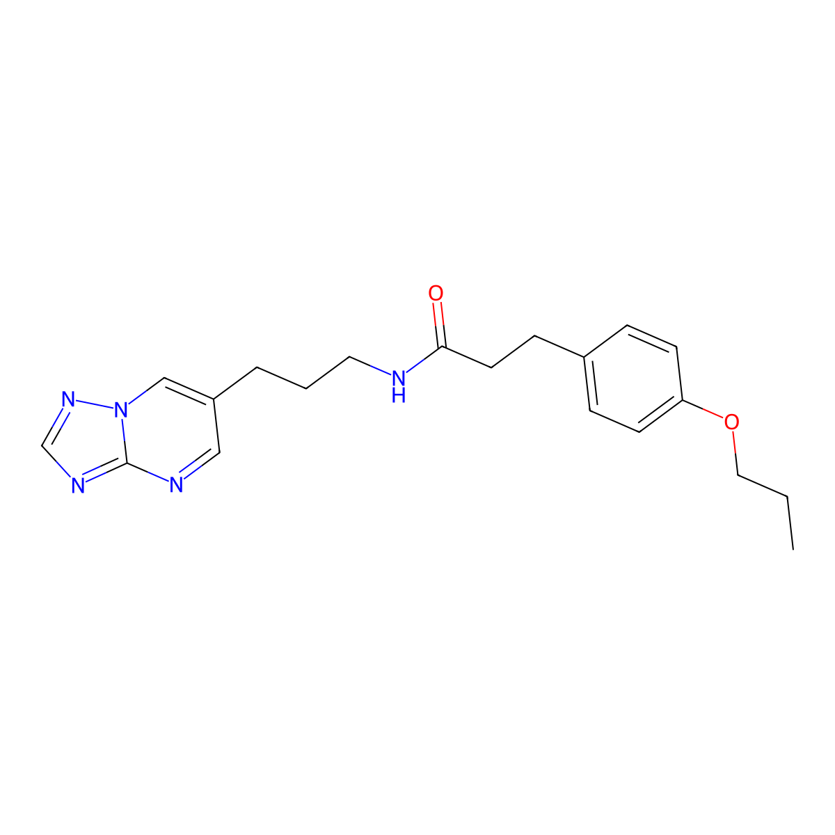 N-(3-([1,2,4]triazolo[1,5-a]pyrimidin-6-yl)propyl)-3-(4-propoxyphenyl)propanamide molecular structure, CAS 2034615-50-2