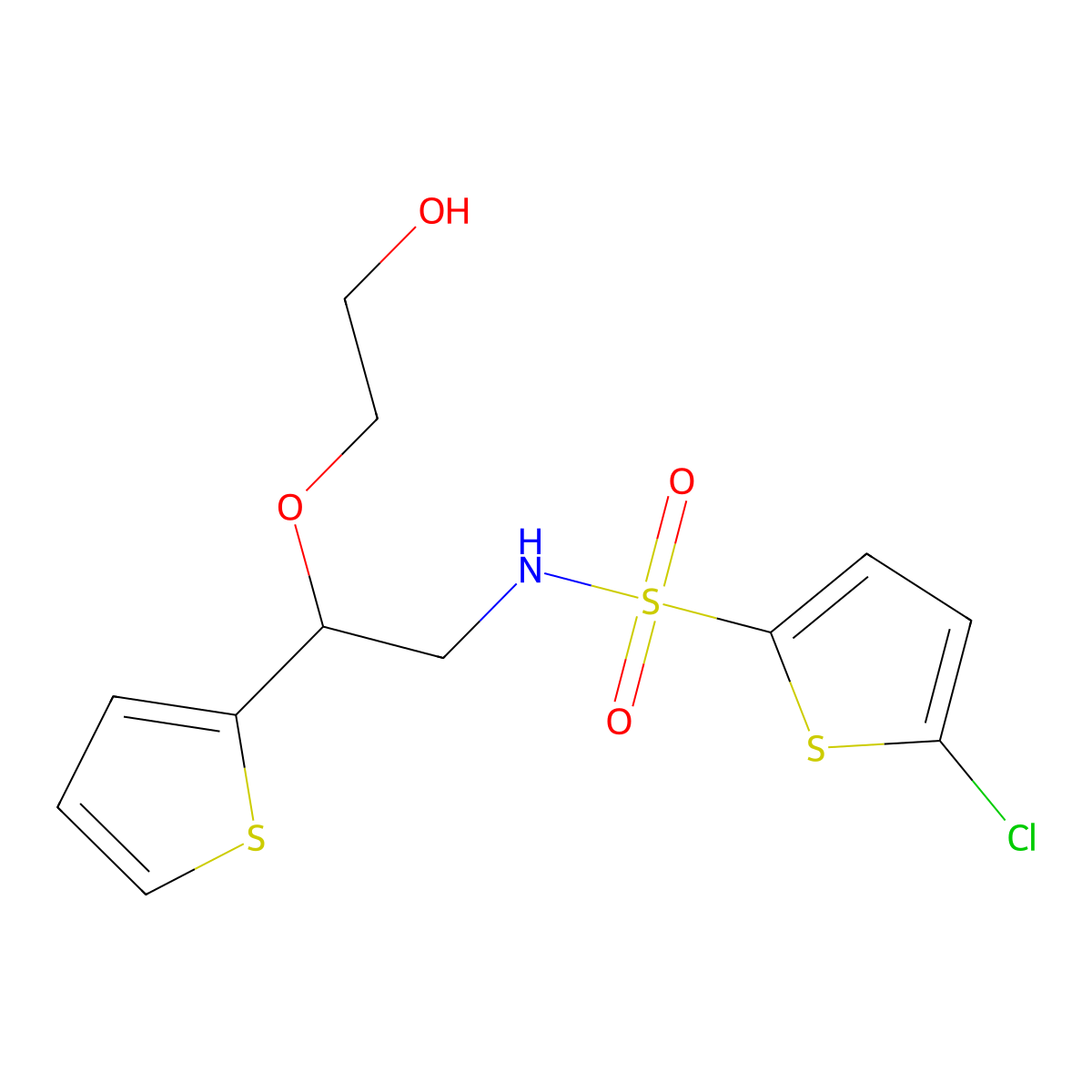 5-chloro-N-(2-(2-hydroxyethoxy)-2-(thiophen-2-yl)ethyl)thiophene-2-sulfonamide molecular structure, CAS 2034615-55-7