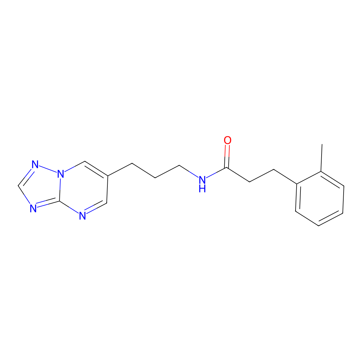 N-(3-([1,2,4]triazolo[1,5-a]pyrimidin-6-yl)propyl)-3-(o-tolyl)propanamide molecular structure, CAS 2034615-56-8