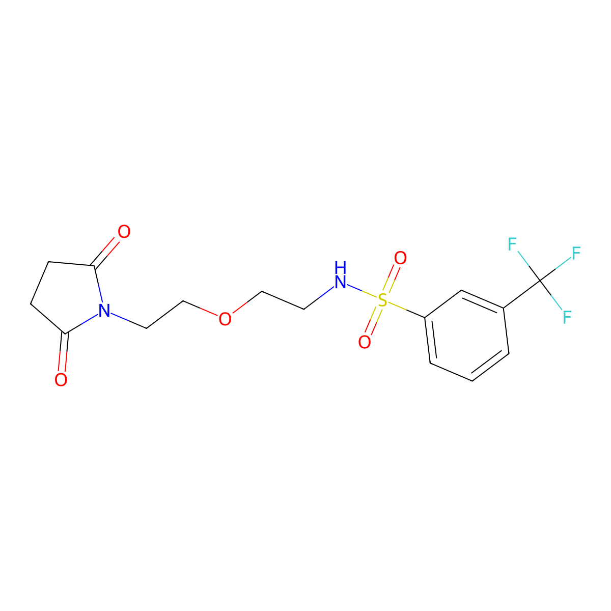 N-(2-(2-(2,5-dioxopyrrolidin-1-yl)ethoxy)ethyl)-3-(trifluoromethyl)benzenesulfonamide molecular structure, CAS 2034615-60-4