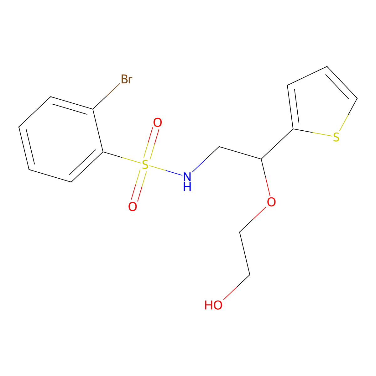2-[2-(2-Bromobenzenesulfonamido)-1-(thiophen-2-yl)ethoxy]ethan-1-ol molecular structure, CAS 2034615-64-8
