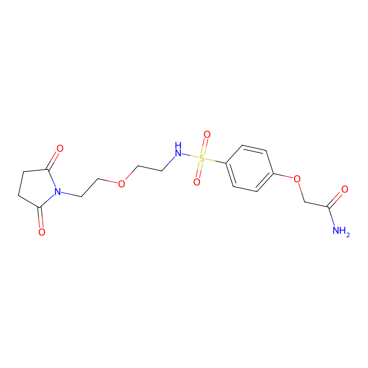 2-(4-(N-(2-(2-(2,5-dioxopyrrolidin-1-yl)ethoxy)ethyl)sulfamoyl)phenoxy)acetamide molecular structure, CAS 2034615-66-0