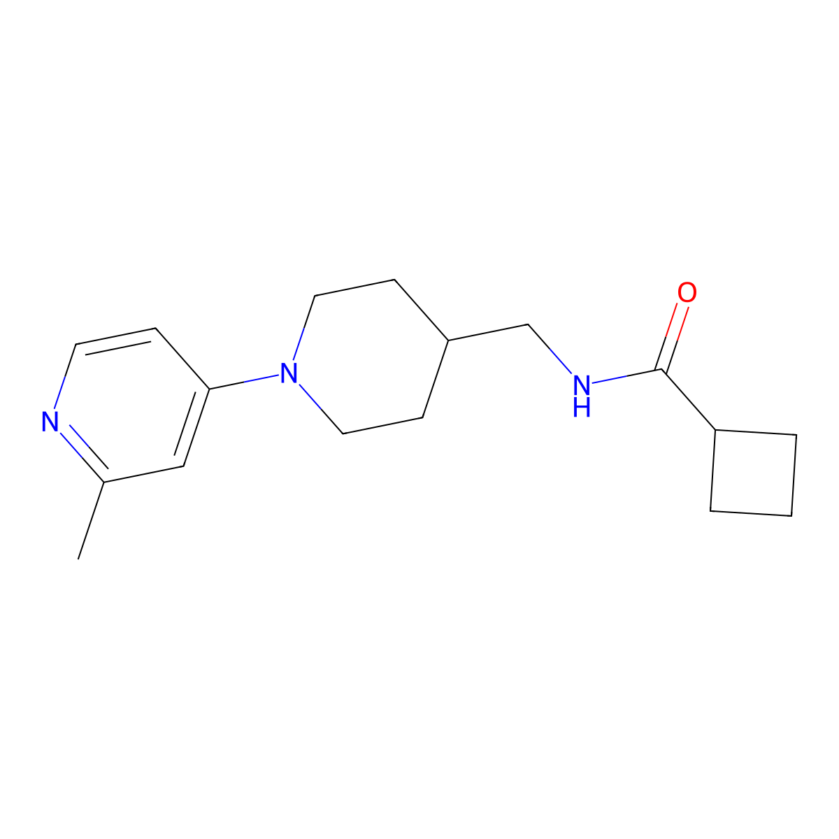 N-{[1-(2-methylpyridin-4-yl)piperidin-4-yl]methyl}cyclobutanecarboxamide molecular structure, CAS 2034615-68-2