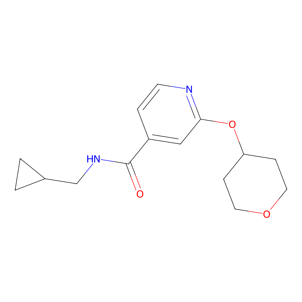 N-(cyclopropylmethyl)-2-(oxan-4-yloxy)pyridine-4-carboxamide molecular structure, CAS 2034615-69-3
