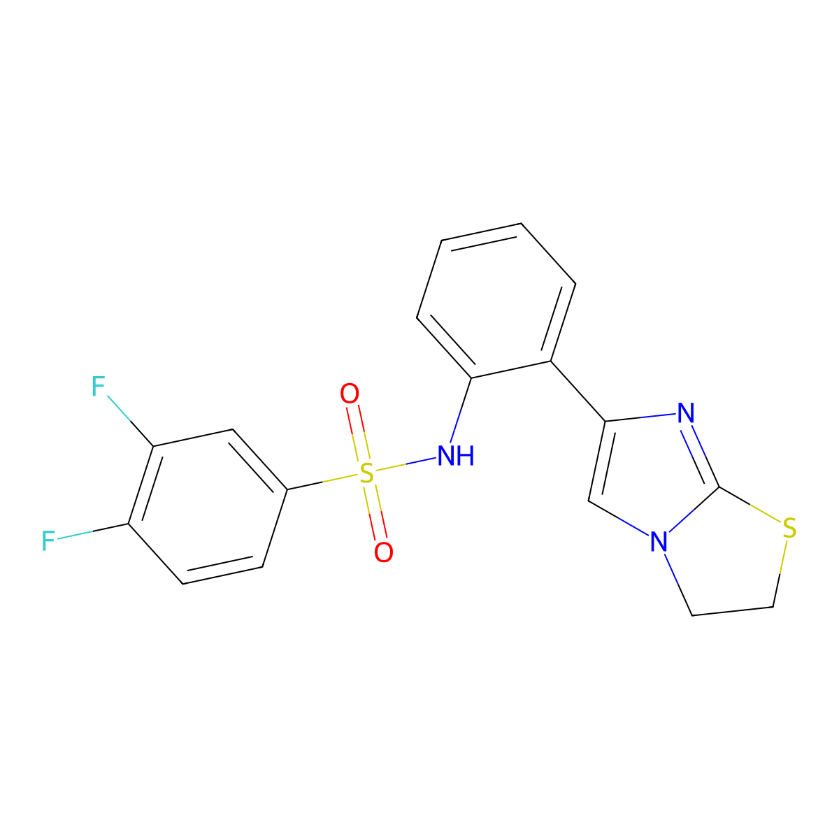 N-(2-(2,3-dihydroimidazo[2,1-b]thiazol-6-yl)phenyl)-3,4-difluorobenzenesulfonamide molecular structure, CAS 2034615-72-8