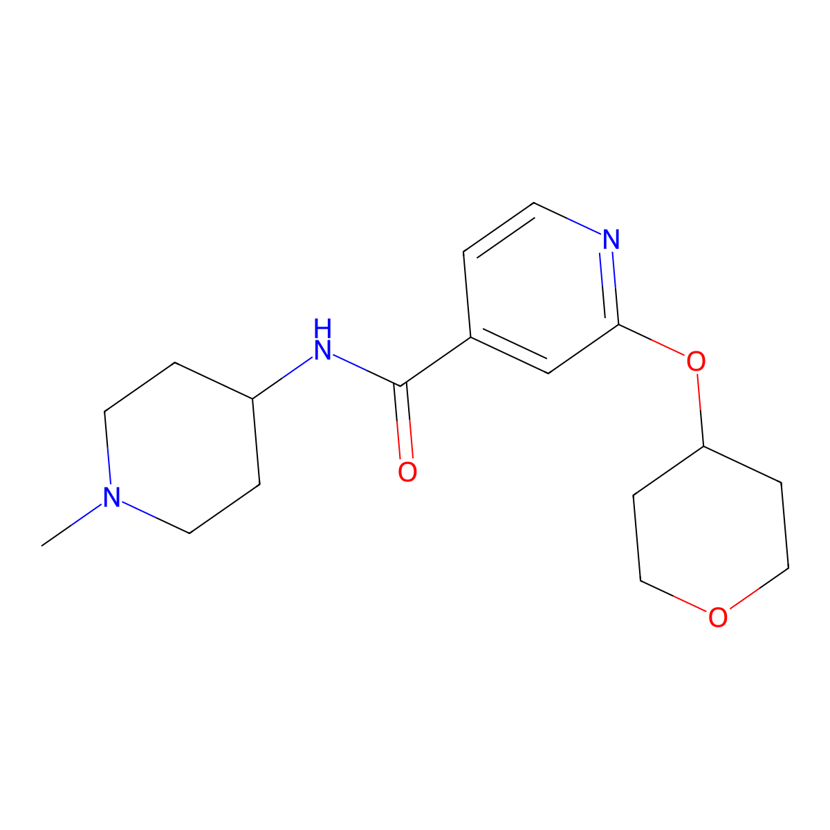 N-(1-methylpiperidin-4-yl)-2-(oxan-4-yloxy)pyridine-4-carboxamide molecular structure, CAS 2034615-74-0