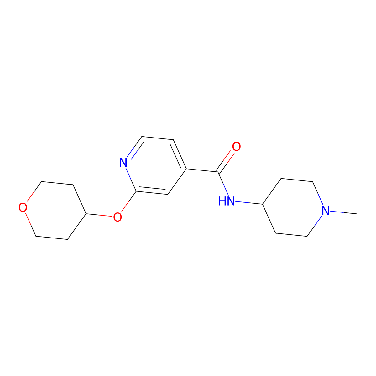 N-(1-methylpiperidin-4-yl)-2-(oxan-4-yloxy)pyridine-4-carboxamide molecular structure, CAS 2034615-74-0