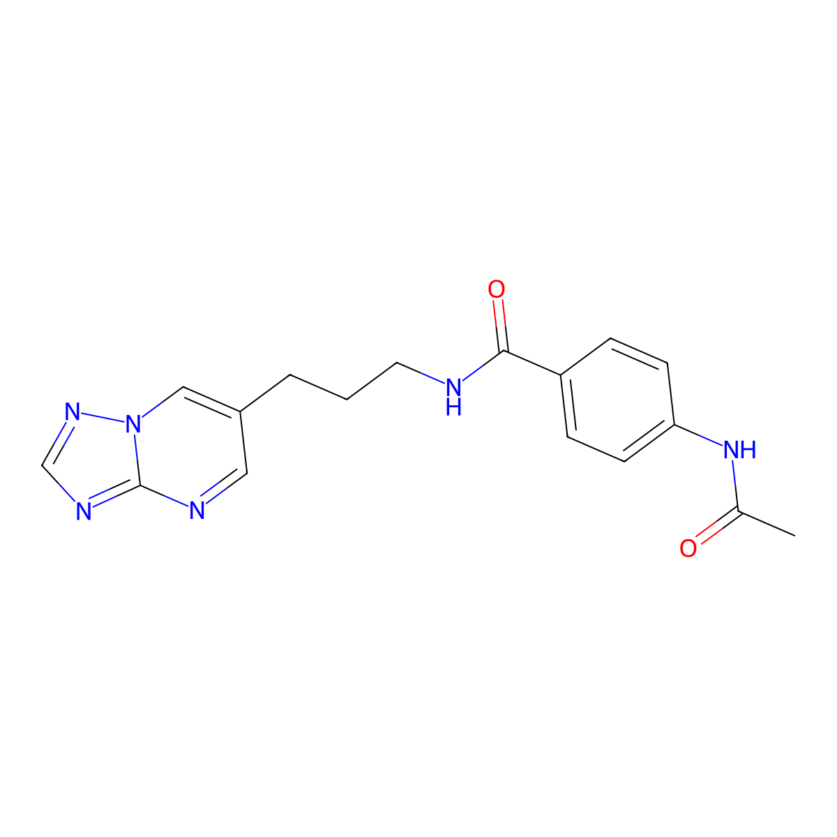 N-(3-([1,2,4]triazolo[1,5-a]pyrimidin-6-yl)propyl)-4-acetamidobenzamide molecular structure, CAS 2034615-75-1