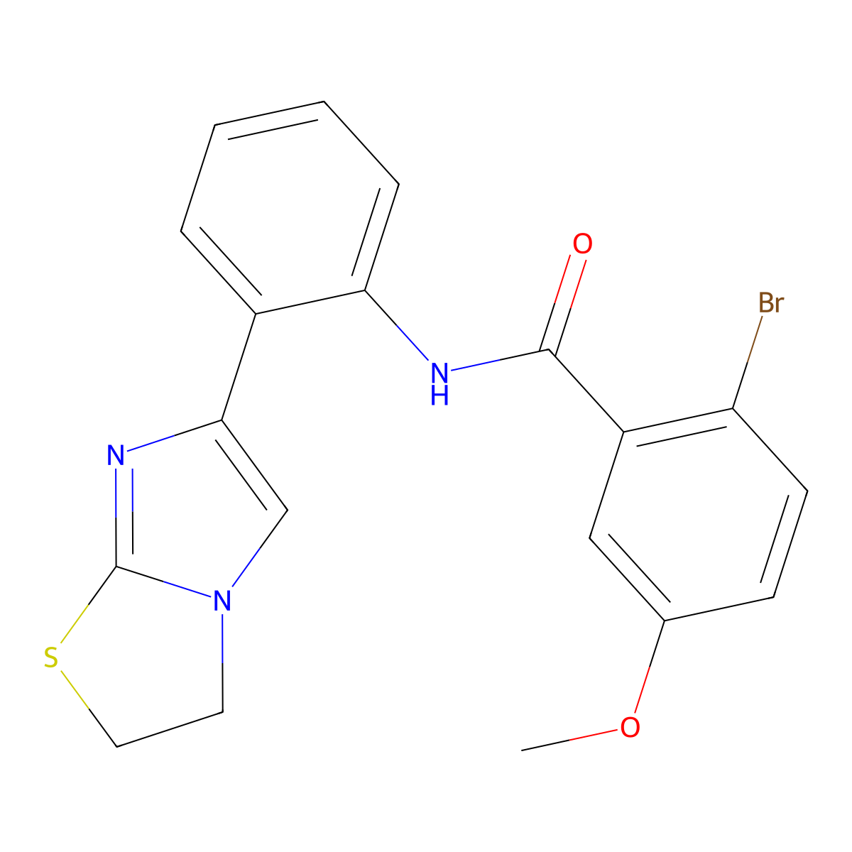 2-bromo-N-(2-(2,3-dihydroimidazo[2,1-b]thiazol-6-yl)phenyl)-5-methoxybenzamide molecular structure, CAS 2034615-83-1