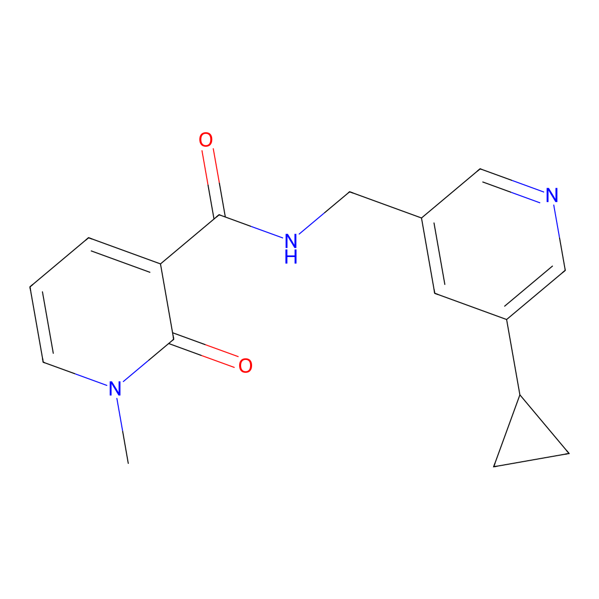 N-[(5-cyclopropylpyridin-3-yl)methyl]-1-methyl-2-oxo-1,2-dihydropyridine-3-carboxamide molecular structure, CAS 2034615-85-3
