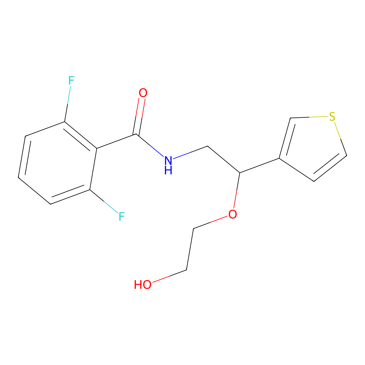 2,6-difluoro-N-(2-(2-hydroxyethoxy)-2-(thiophen-3-yl)ethyl)benzamide molecular structure, CAS 2034615-96-6