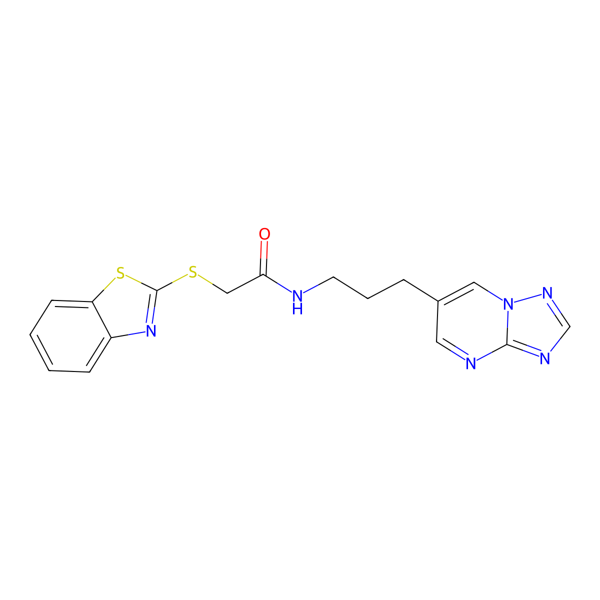 N-(3-([1,2,4]triazolo[1,5-a]pyrimidin-6-yl)propyl)-2-(benzo[d]thiazol-2-ylthio)acetamide molecular structure, CAS 2034615-99-9