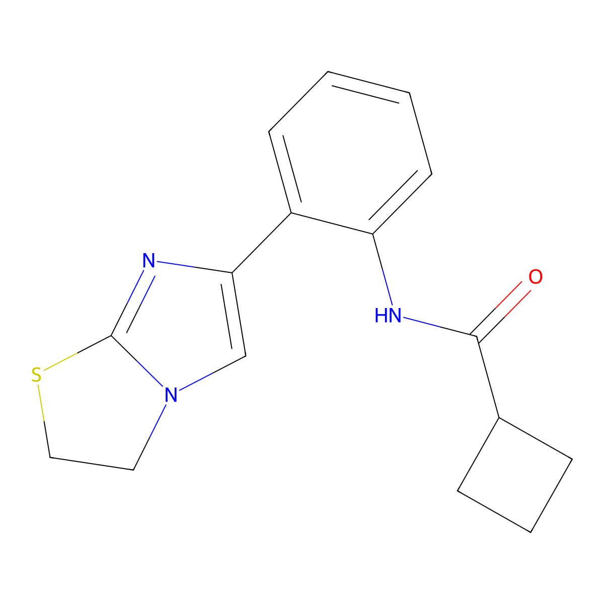 N-(2-(2,3-dihydroimidazo[2,1-b]thiazol-6-yl)phenyl)cyclobutanecarboxamide molecular structure, CAS 2034616-00-5