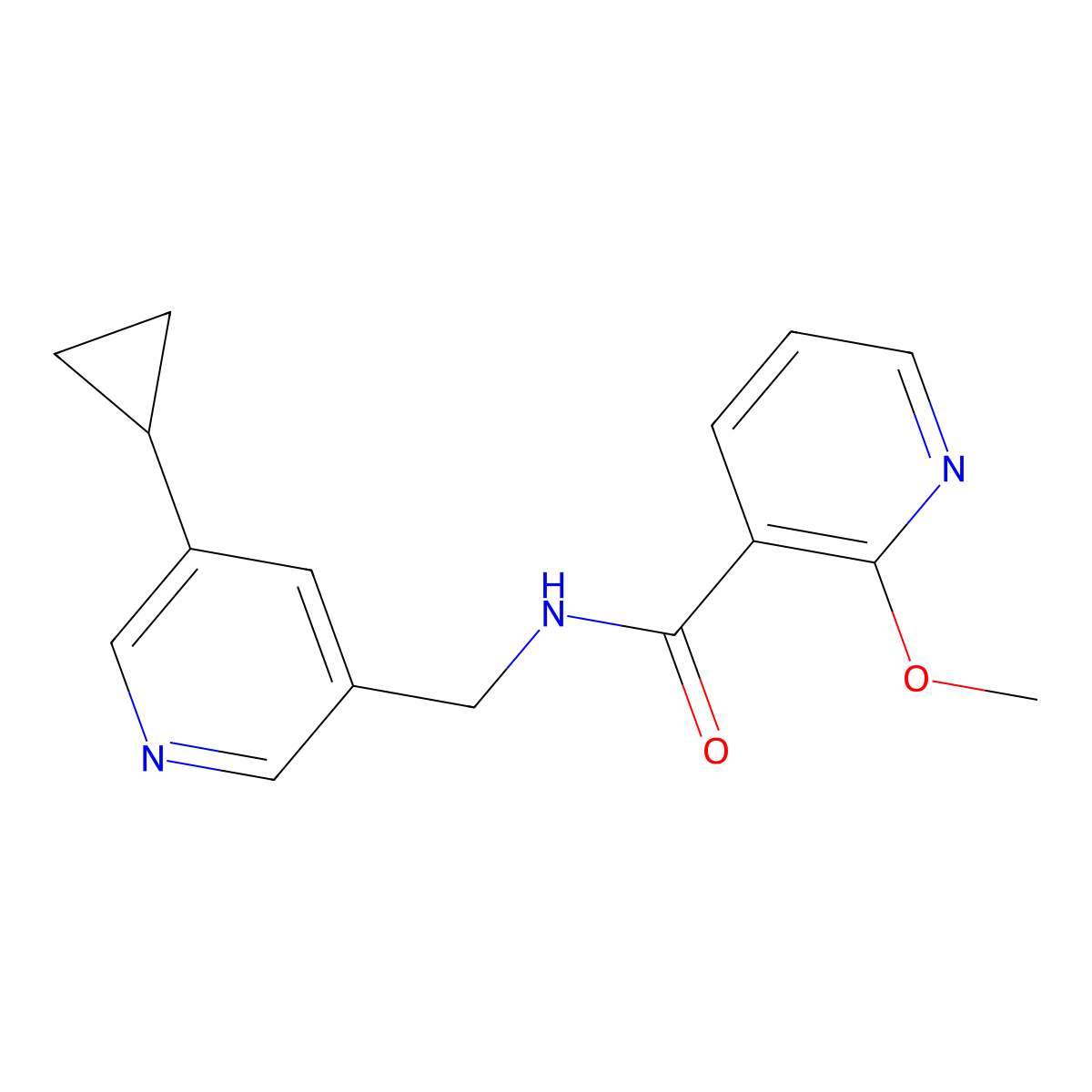 N-((5-cyclopropylpyridin-3-yl)methyl)-2-methoxynicotinamide molecular structure, CAS 2034616-02-7