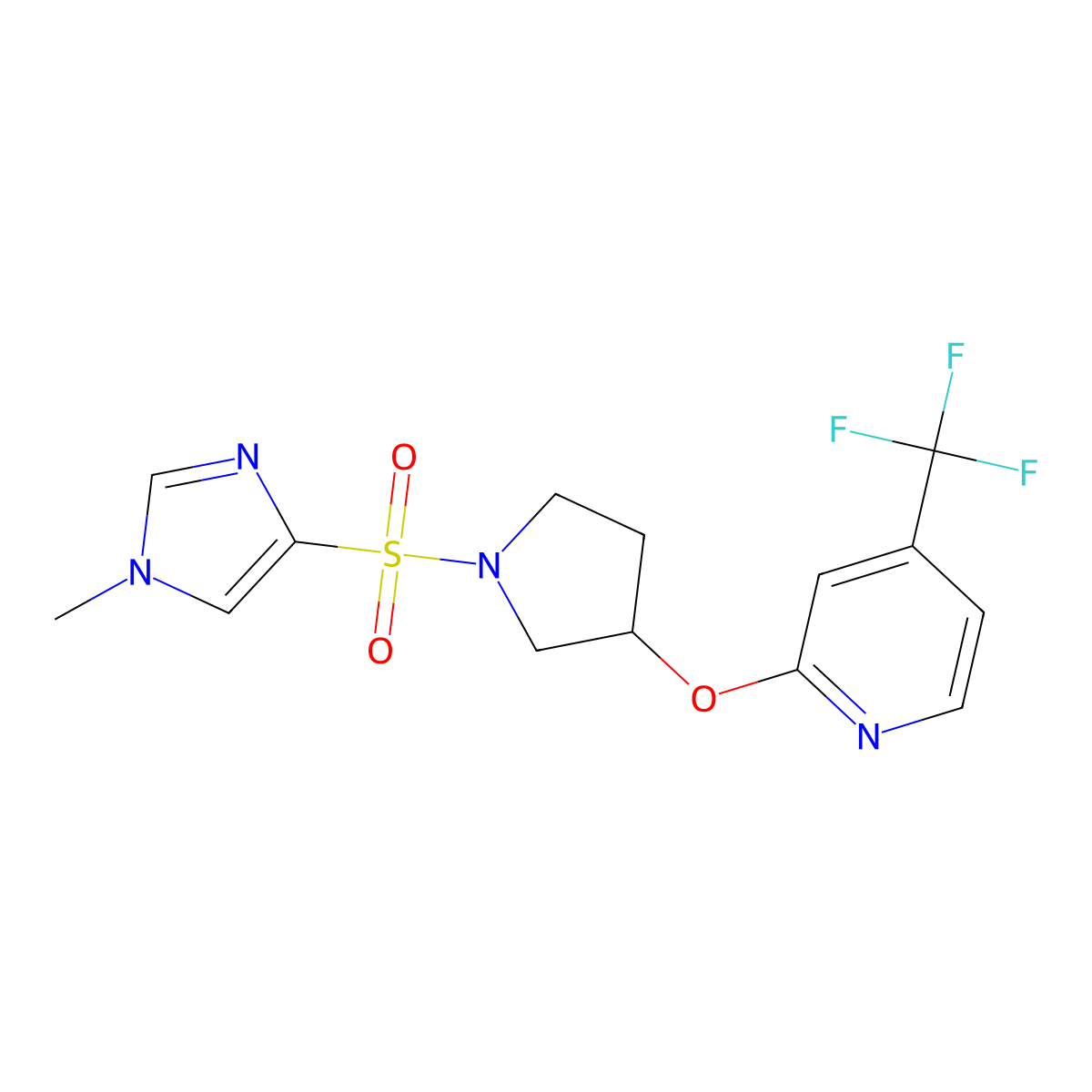 2-({1-[(1-methyl-1H-imidazol-4-yl)sulfonyl]pyrrolidin-3-yl}oxy)-4-(trifluoromethyl)pyridine molecular structure, CAS 2034616-09-4